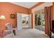 Gathering room showcasing access to outdoor patio and dining area at 7153 Drewrys Blf, Bradenton, FL 34203