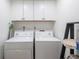 Convenient laundry room with washer, dryer, and cabinets at 4204 126Th W St # 506, Cortez, FL 34215