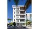 Modern, multi-level building with sleek design and palm trees, highlighting its contemporary style at 509 Golden Gate Pt # 3, Sarasota, FL 34236