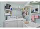 Functional laundry room with modern appliances and storage shelves, maximizing utility and organization at 148 Inlets Blvd # 148, Nokomis, FL 34275