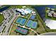 Aerial view of community amenities including a pool, clubhouse, sports courts and ample parking at 4906 Lighthouse Bay Ln, Bradenton, FL 34211