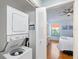 Stackable washer and dryer in a dedicated laundry closet at 3601 E Bay Dr # 203, Holmes Beach, FL 34217
