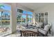 Relaxing sunroom overlooking a canal, featuring comfortable seating at 11120 Sanctuary Dr, Bradenton, FL 34209