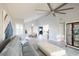 Open living space with grey couch, ottoman, and view of dining area at 1333 Perico Pointe Cir, Bradenton, FL 34209