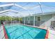 Inviting rectangular pool with screened enclosure and safety fence at 208 36Th W St, Bradenton, FL 34205