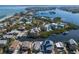 Aerial view showcasing the property's waterfront location and neighborhood at 519 South Dr, Anna Maria, FL 34216