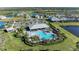 Aerial view of community pool and clubhouse at 6043 Bluestar Ct, Bradenton, FL 34211
