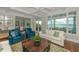 Relaxing living room with water views, comfortable seating, and hardwood floors at 641 Key Royale Dr, Holmes Beach, FL 34217