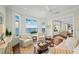 Sitting room with water views and access to the dining room at 641 Key Royale Dr, Holmes Beach, FL 34217