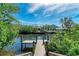 Wooden dock extends over calm water, offering picturesque waterfront views at 901 30Th E Ct, Bradenton, FL 34208