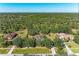 Aerial view showing home's location in a wooded area with a lake nearby at 21709 Deer Pointe Xing, Bradenton, FL 34202
