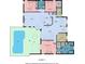 Single-story home floor plan showcasing a spacious layout, pool, and lanai at 21709 Deer Pointe Xing, Bradenton, FL 34202