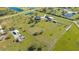 Aerial view of the property, showcasing the home, barns, and acres of land perfect for a farm or horse property at 25205 67Th E Ave, Myakka City, FL 34251