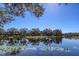 Serene lake view with lush greenery and reflections of trees at 6836 Bay Hill Dr, Bradenton, FL 34202