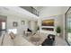 Living area with fireplace, high ceilings, and view of the pool at 17923 Polo Trl, Bradenton, FL 34211