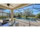 Relaxing screened-in pool and spa with patio furniture at 17923 Polo Trl, Bradenton, FL 34211