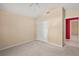 Bedroom with double door closet and ceiling fan at 3614 E 62Nd Ave, Bradenton, FL 34203