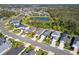 Aerial view of a cul-de-sac with houses and green spaces at 3632 Shimmering Oaks Dr, Parrish, FL 34219