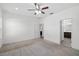 Spacious bedroom with carpeting, ceiling fan and en-suite bathroom at 3632 Shimmering Oaks Dr, Parrish, FL 34219