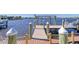 Elevated dock with wooden walkway providing access to the water at 1014 Overlook Ct, Bradenton, FL 34208