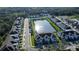 Aerial view of townhouses and pond at 274 Via Anina Dr, Sarasota, FL 34243