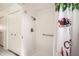 Shower stall with grab bar and decorative shower curtain at 665 Park Cir # 58, Bradenton, FL 34207
