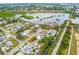 Wide aerial view of neighborhood and waterfront at 801 Church St, Nokomis, FL 34275