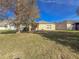 Back of house with grassy yard and large tree at 15230 Searobbin Dr, Lakewood Ranch, FL 34202