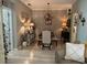 Dining room with a rustic-chic table and brick feature wall at 3306 60Th W Ave, Bradenton, FL 34207