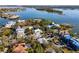 Aerial view showing a single-Gathering home's lot at 4189 Roberts Point Cir, Sarasota, FL 34242