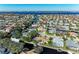 Aerial view of waterfront home with pool and private boat dock at 4712 Compass Dr, Bradenton, FL 34208