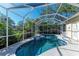 Inviting screened pool with water feature at 4712 Compass Dr, Bradenton, FL 34208