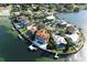 Aerial view of a luxurious waterfront community with many homes at 333 N Shore Dr, Sarasota, FL 34234