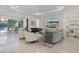 Bright and open living room with plush sofas, a large TV, and access to the outdoor patio at 15603 Derna Ter, Bradenton, FL 34211
