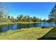 Peaceful lakefront view with lush landscaping at 7531 Rio Bella Pl, Bradenton, FL 34201