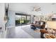 Spacious living room with a large sliding glass door provides plenty of natural light and beautiful outdoor views at 17335 Polo Trl, Bradenton, FL 34211