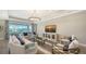 Bright living room with comfy seating, large TV, and view of pool at 1825 Twin Rivers Trl, Parrish, FL 34219