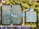 Aerial view of tennis and pickleball courts at 5610 Rain Lily Ct, Sarasota, FL 34238