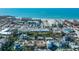 An aerial view showcasing the home's location in a vibrant neighborhood, steps from the beach at 6536 Sabal Dr, Sarasota, FL 34242