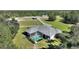 Aerial view of home with screened-in pool and lush green surroundings at 8965 Bunker Hill Rd, Duette, FL 34219