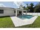 Beautiful backyard pool with patio and a well-maintained lawn, perfect for outdoor entertaining and relaxation at 1859 Lamont St, North Port, FL 34288