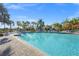 Beautiful community pool surrounded by palm trees and lounge chairs at 208 Ariano Ave, Nokomis, FL 34275