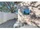 Private backyard with a modern fence and patio at 2600 Barksdale Ct, Clearwater, FL 33761