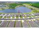Aerial view of homes near a lake at 33443 Landsman Loop, Wesley Chapel, FL 33543
