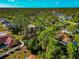 An aerial view of a neighborhood with several homes, a street, and tall trees at 4344 Eldron Ave, North Port, FL 34286