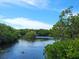 Tranquil waterfront view surrounded by lush mangroves under a bright blue sky at 1720 Starling Dr # 103, Sarasota, FL 34231