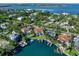 Aerial view showcasing home's waterfront location at 508 Siesta Dr, Sarasota, FL 34242