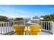 Rooftop deck overlooking the ocean with two yellow adirondack chairs at 116 50Th St, Holmes Beach, FL 34217