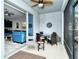 Enjoy relaxing views from this screened lanai, featuring a table and chairs at 8608 Stargazer St, Sarasota, FL 34238
