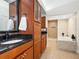 Elegant bathroom with granite countertops and a soaking tub at 1214 Sea Plume Way, Sarasota, FL 34242